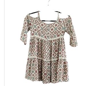 Bohemian Patterned Cold Shoulder Dress